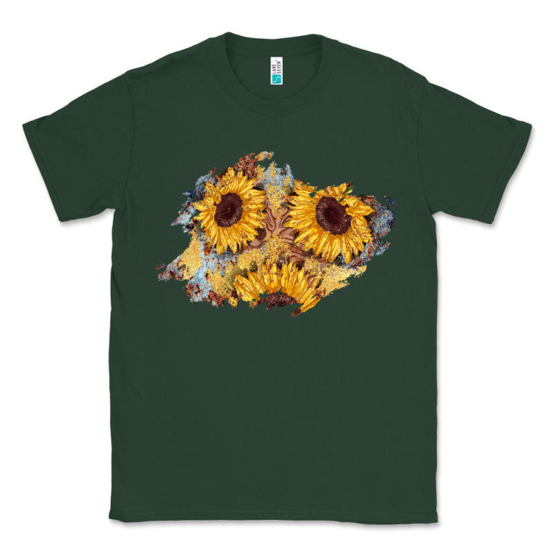 Sunflower Glitter Leather Patch Classic Tee by AdoDesignShop | Teevron