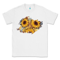 White sunflower glitter leather patch Classic Tee - AdoDesignShop