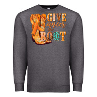 Charcoal Heather Give Cancer the boot Kidney Cancer orange ribbon Premium Sweatshirt - NancyCooperArtShop
