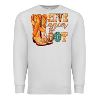 Give Cancer The Boot Kidney Cancer Orange Ribbon Premium Sweatshirt | Teevron