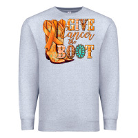 Heather Grey Give Cancer the boot Kidney Cancer orange ribbon Premium Sweatshirt - NancyCooperArtShop