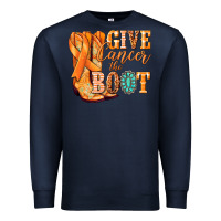 Navy Give Cancer the boot Kidney Cancer orange ribbon Premium Sweatshirt - NancyCooperArtShop
