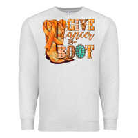 Oatmeal Heather Give Cancer the boot Kidney Cancer orange ribbon Premium Sweatshirt - NancyCooperArtShop