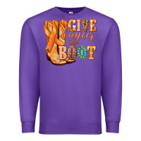 Purple Give Cancer the boot Kidney Cancer orange ribbon Premium Sweatshirt - NancyCooperArtShop