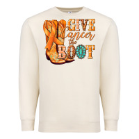 Sandshell Give Cancer the boot Kidney Cancer orange ribbon Premium Sweatshirt - NancyCooperArtShop