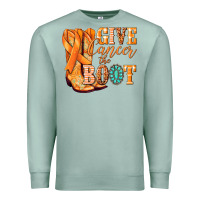Seafoam Give Cancer the boot Kidney Cancer orange ribbon Premium Sweatshirt - NancyCooperArtShop