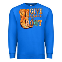 True Royal Give Cancer the boot Kidney Cancer orange ribbon Premium Sweatshirt - NancyCooperArtShop