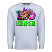 Heather Grey Boo Heifer Cow Premium Sweatshirt - texasbilliewilder