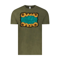Vintage Olive sunflower background Vintage Tee - BarkalooDesign