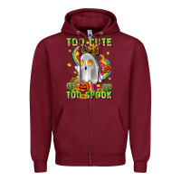 Burgundy too cute too spook Zipper Hoodie - LillyAllenDesigns