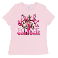 Fuck Cancer With Butterflies Ladies Tee | Teevron