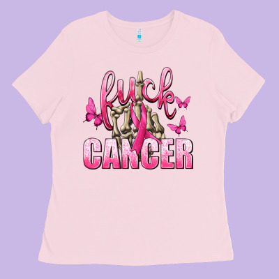 Fuck Cancer With Butterflies Ladies Tee Designed By Texasbilliewilder
