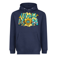 Navy Blessed Mom with Sunflowers Heavyweight Hoodie - texasbilliewilder