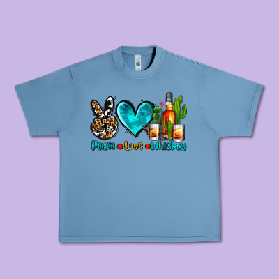 Peace Love Whiskey Urban Heavy Tee Designed By Adodesignshop
