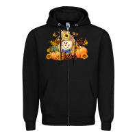 Black fall scarecrow Zipper Hoodie - LillyAllenDesigns