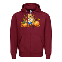 Burgundy fall scarecrow Zipper Hoodie - LillyAllenDesigns