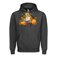 Charcoal Heather fall scarecrow Zipper Hoodie - LillyAllenDesigns