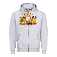 Heather Grey fall scarecrow Zipper Hoodie - LillyAllenDesigns