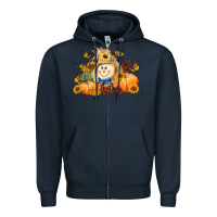 Navy fall scarecrow Zipper Hoodie - LillyAllenDesigns