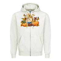 Oatmeal Heather fall scarecrow Zipper Hoodie - LillyAllenDesigns