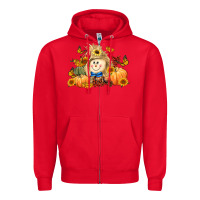 Red fall scarecrow Zipper Hoodie - LillyAllenDesigns