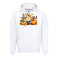 White fall scarecrow Zipper Hoodie - LillyAllenDesigns
