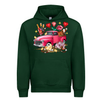 Forest Green Valentine's Day Truck Farm Animals Urban Hoodie - FaDigitalArtStudio