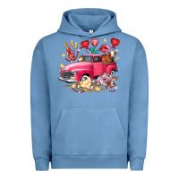 Pigment Pebble Blue Valentine's Day Truck Farm Animals Urban Hoodie - FaDigitalArtStudio