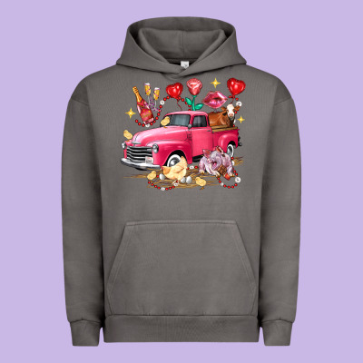 Valentine's Day Truck Farm Animals Urban Hoodie Designed By Fadigitalartstudio