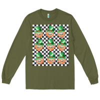 Army Green boujee checker board leprechaun Long Sleeve Tee - MaliasSmallBusiness