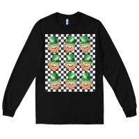 Black boujee checker board leprechaun Long Sleeve Tee - MaliasSmallBusiness