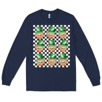 Navy boujee checker board leprechaun Long Sleeve Tee - MaliasSmallBusiness