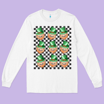 Boujee Checker Board Leprechaun Long Sleeve Tee Designed By Maliassmallbusiness