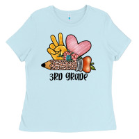 Baby Blue peace love 3rd grade Ladies Tee - JahusDesignShop
