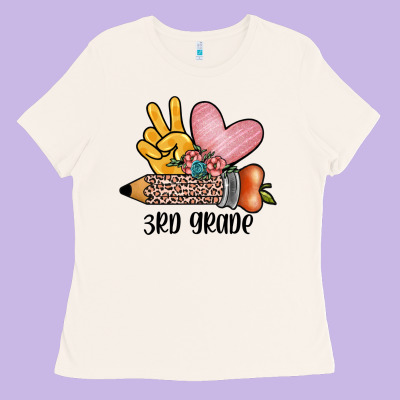 Peace Love 3rd Grade Ladies Tee Designed By Jahusdesignshop