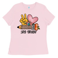 Bubblegum Pink peace love 3rd grade Ladies Tee - JahusDesignShop