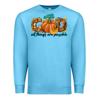 Ocean Blue With God All Things Are Possible Premium Sweatshirt - texasbilliewilder