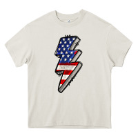 Cream American lightning bold 4th of july Heavy Core Tee - CowGirlArtShop