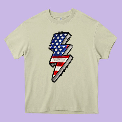 American Lightning Bold 4th Of July Heavy Core Tee Designed By Cowgirlartshop