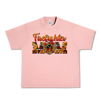 Salmon American Firefighter Mom Urban Heavy Tee - LillyAllenDesigns