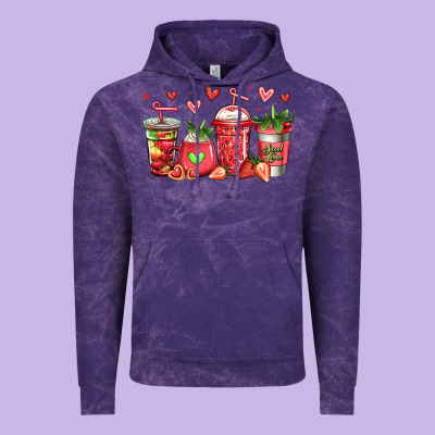 Strawberry Coffee Cups Vintage Hoodie Designed By Jasminsmagicworld