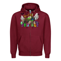 Burgundy spooky crusher monster truck Zipper Hoodie - LillyAllenDesigns