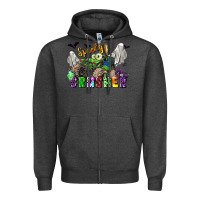 Charcoal Heather spooky crusher monster truck Zipper Hoodie - LillyAllenDesigns