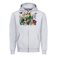 Heather Grey spooky crusher monster truck Zipper Hoodie - LillyAllenDesigns