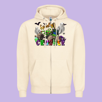 Spooky Crusher Monster Truck Zipper Hoodie Designed By Lillyallendesigns