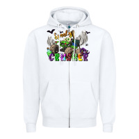 White spooky crusher monster truck Zipper Hoodie - LillyAllenDesigns