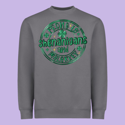 Prone To Shenanigans And Malarkey Heavyweight Sweatshirt Designed By Maliassmallbusiness