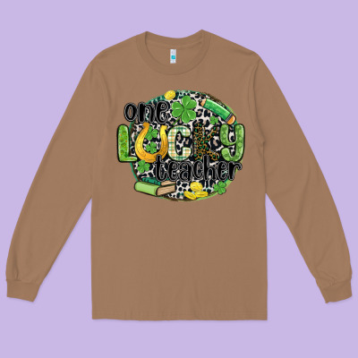 One Lucky Teacher Long Sleeve Tee Designed By Maliassmallbusiness