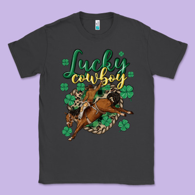 Lucky Cowboy Classic Tee Designed By Maliassmallbusiness