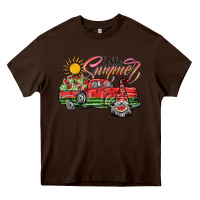 Chocolate Brown hello summer Heavy Core Tee - SublimationCraftShop